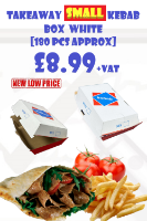 TAKEAWAY SMALL KEBAB BOX  WHITE No 9 [180 pcs Approx]