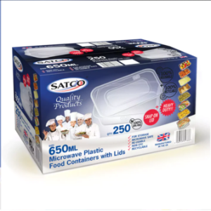 PLASTIC CONTAINER & LIDS 650cc - SATCO [250 pcs]