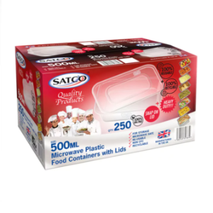 PLASTIC CONTAINER & LIDS 500cc - SATCO [250 pcs]